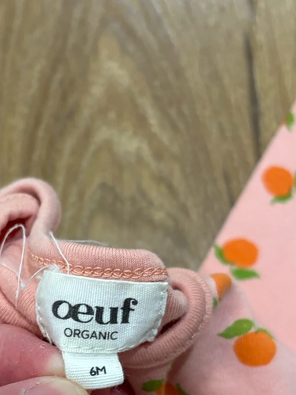 Oeuf Peaches Long Sleeve Snap Onesie Organic